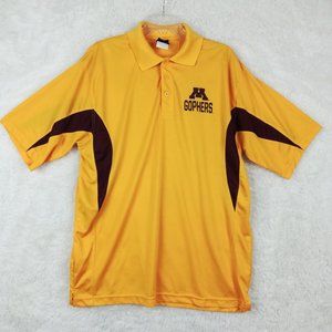 Minnesota Gophers Mens Polo Shirt 3‎ Button Short Sleeve Screen Print Gold L